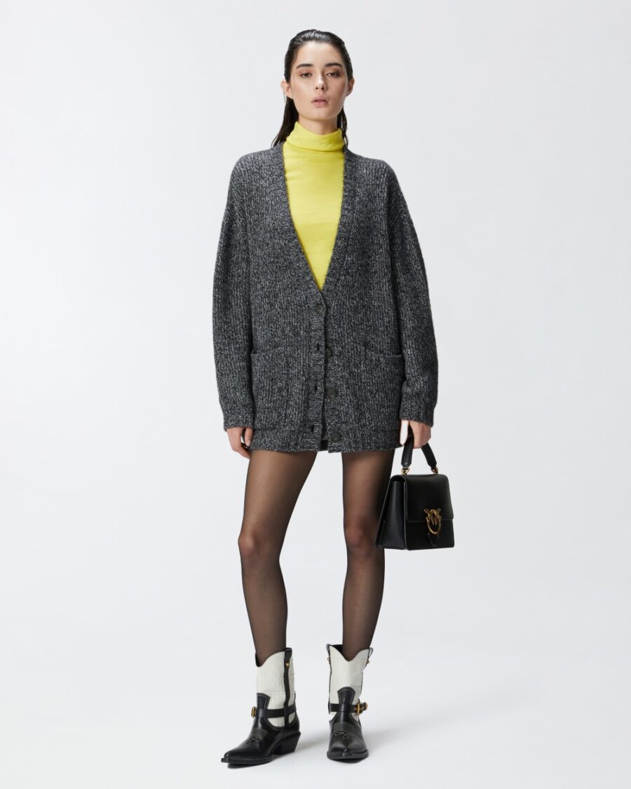 Cardigan a coste con scollo a V misto alpaca - immagine 4