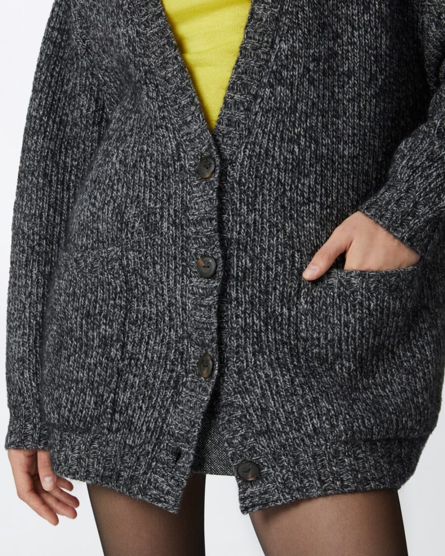 Cardigan a coste con scollo a V misto alpaca - immagine 6