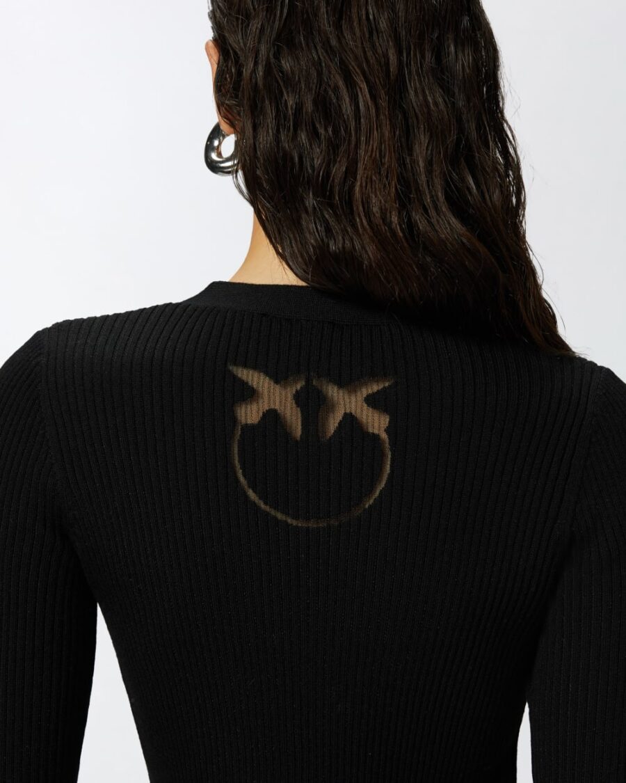 Ribbed fitted cardigan with logo inlay - Image 6