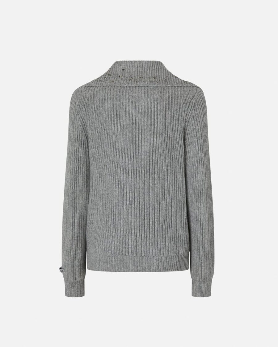 Cardigan collo alto misto cachemire con cristalli - immagine 2