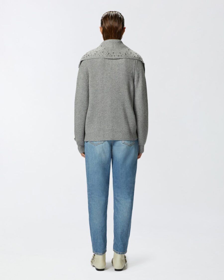 Cardigan collo alto misto cachemire con cristalli - immagine 5