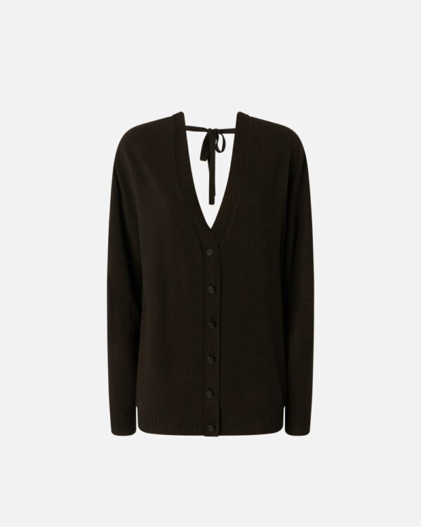 Wool and cashmere double buttoned cardigan marrone oltre buio