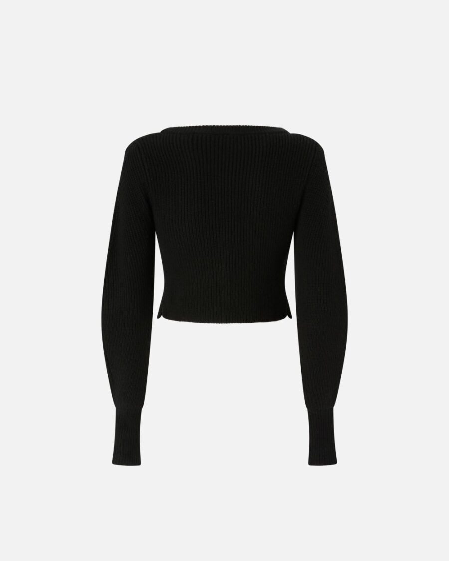 Cardigan corto a coste con fondo in pizzo - immagine 2