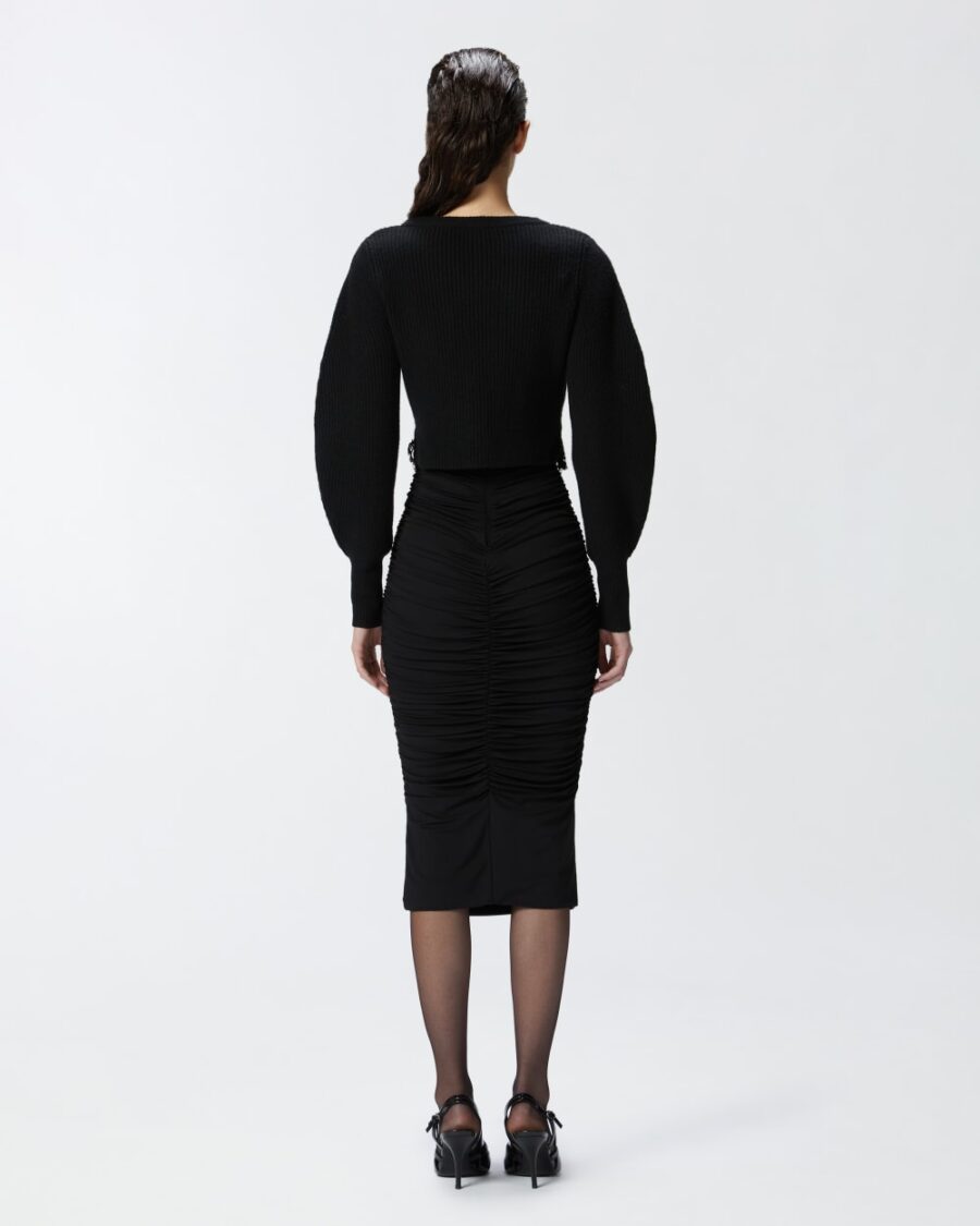 Cardigan corto a coste con fondo in pizzo - immagine 6