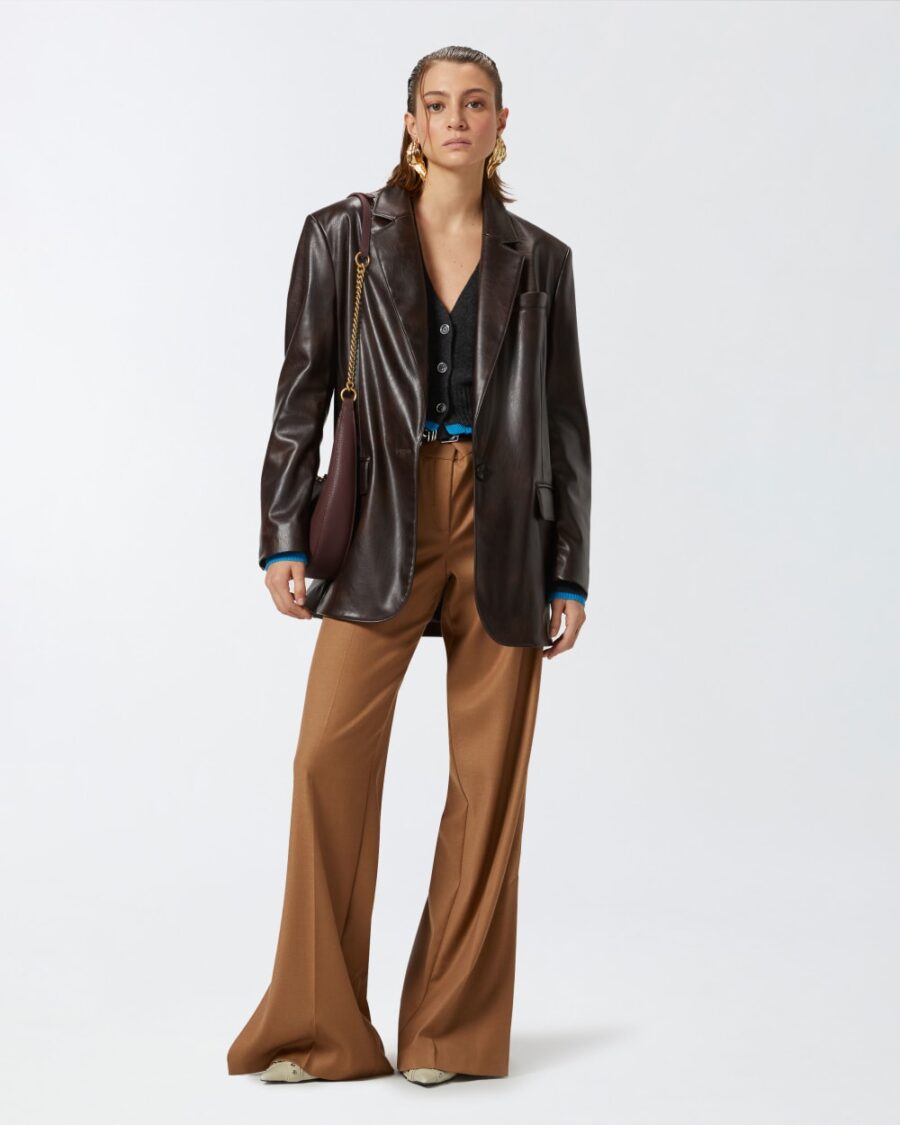 Cashmere wool cropped cardigan with contrasts - Image 4