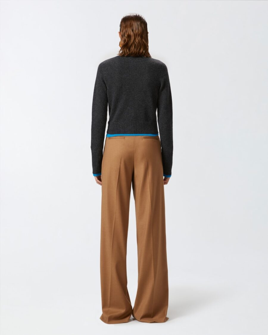 Cashmere wool cropped cardigan with contrasts - Image 5