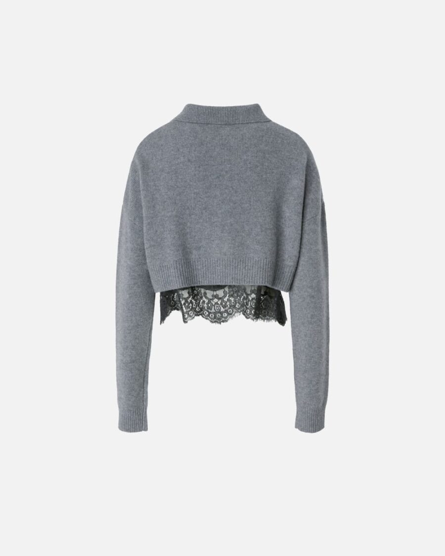 Cardigan misto cachemire con top in satin e pizzo - immagine 2