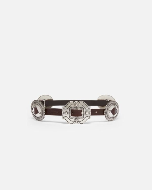 Cintura con maxi fibbia 2cm t.moro e old siilver