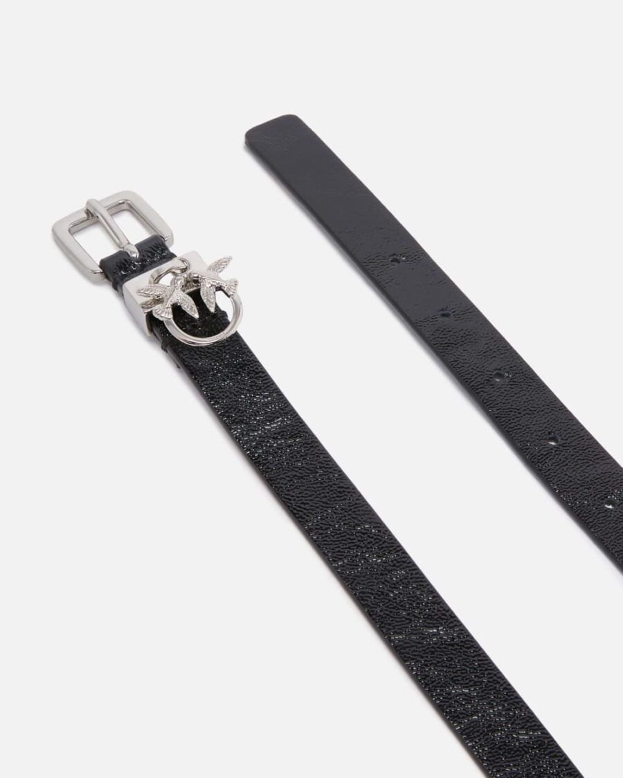 Glossy leather double-wrap belt with Love Birds charm, 1.5 cm - Image 3