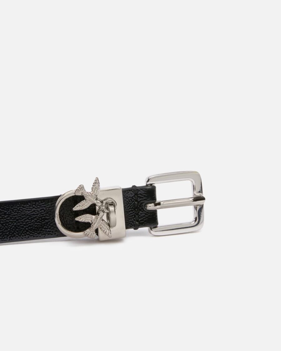 Glossy leather double-wrap belt with Love Birds charm, 1.5 cm - Image 5