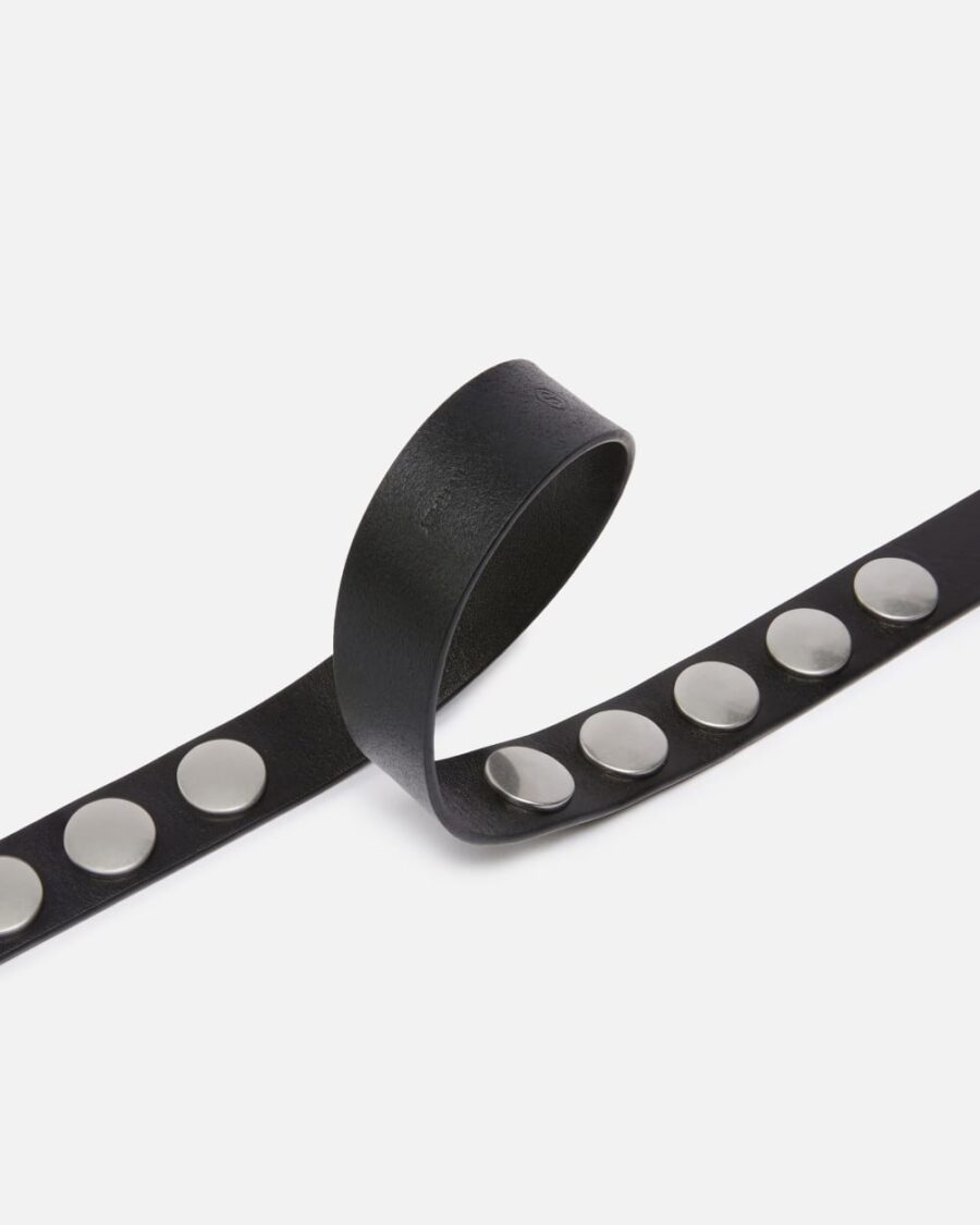 Glossy leather belt with flat studs, 3 cm - Image 4