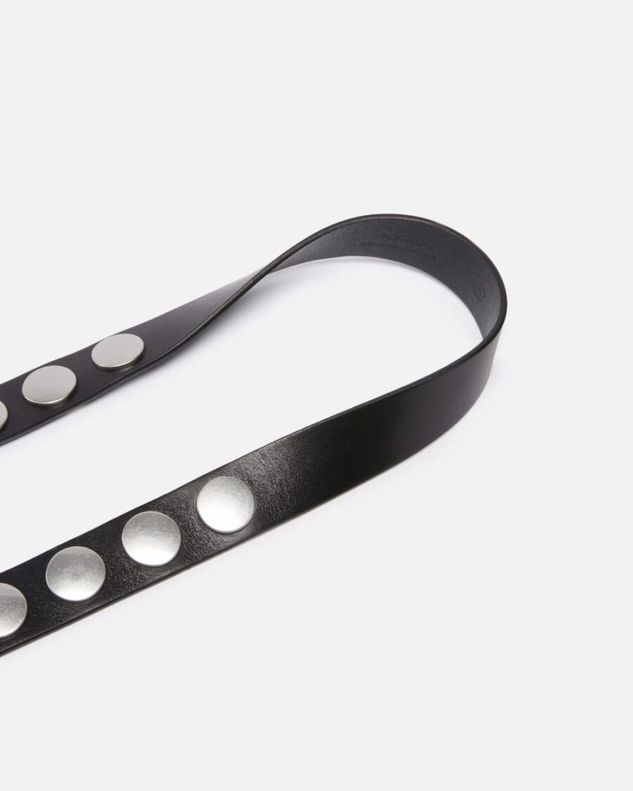 Glossy leather belt with flat studs, 3 cm - Image 5