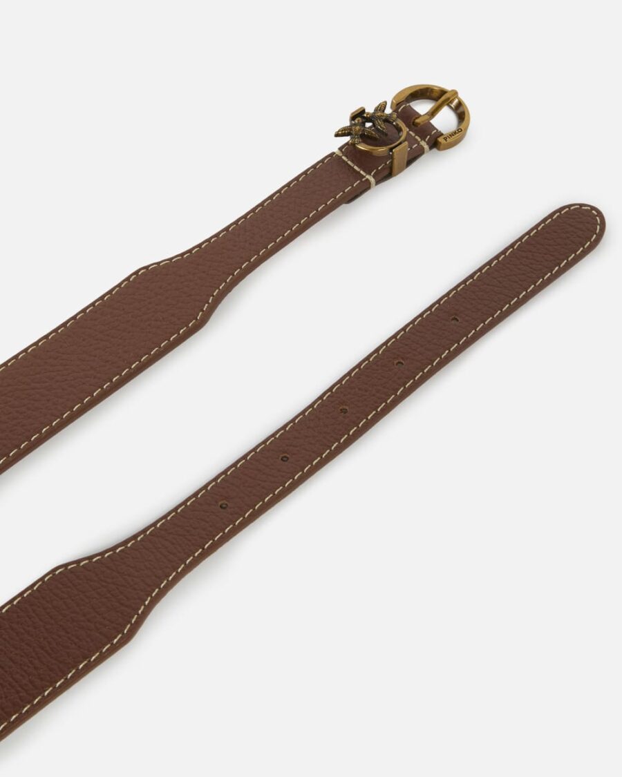 Cintura in pelle bottalata con mini fibbia 3,5cm - immagine 3