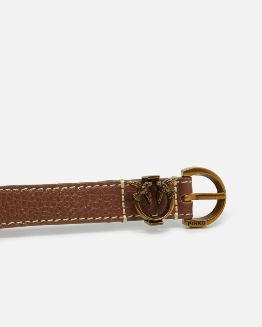Cintura in pelle bottalata con mini fibbia 3,5cm - immagine 5