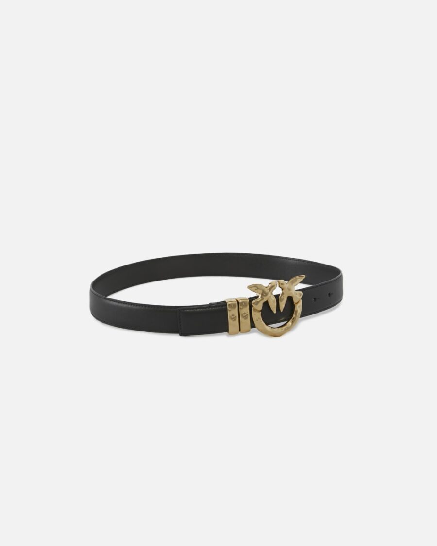 Leather belt with hammered metal buckle, 3 cm - Image 2