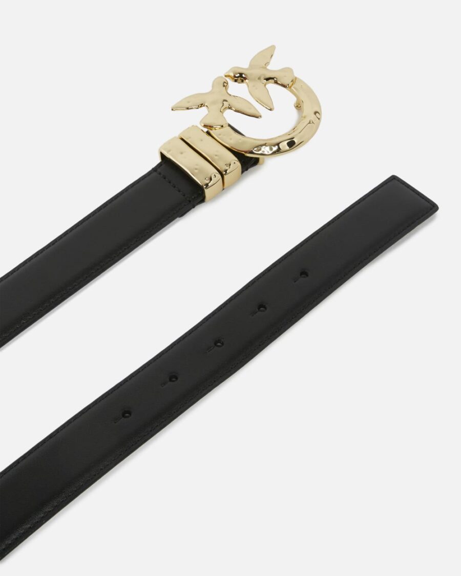 Leather belt with hammered metal buckle, 3 cm - Image 3