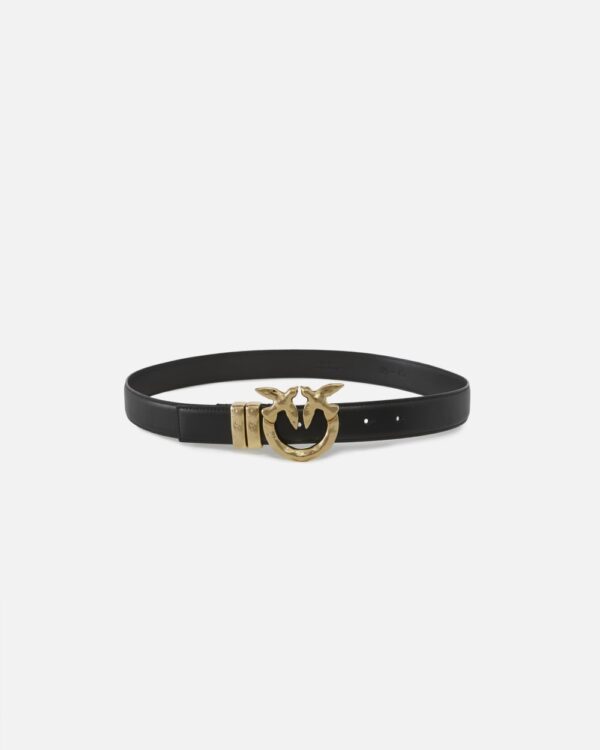 Leather belt with hammered metal buckle