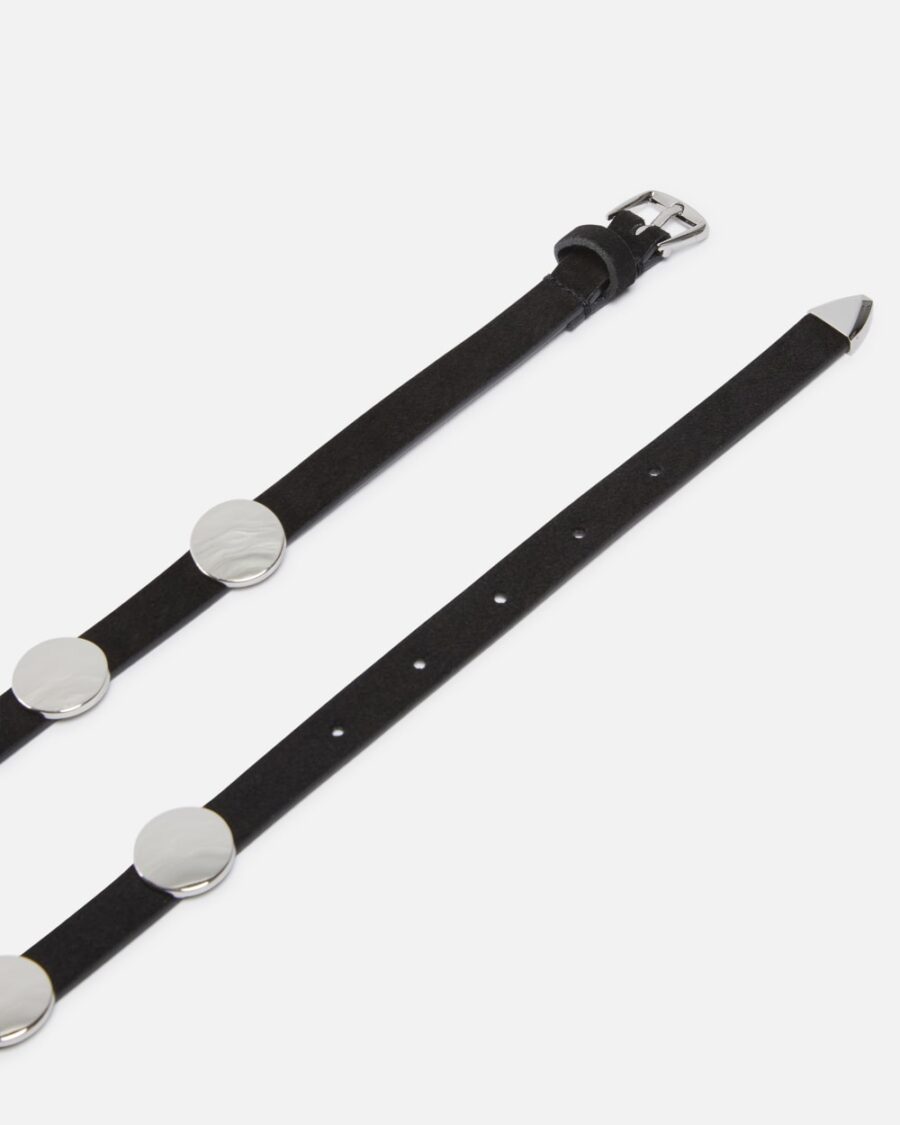 Cintura in suede con borchie piatte 1,5cm - immagine 3
