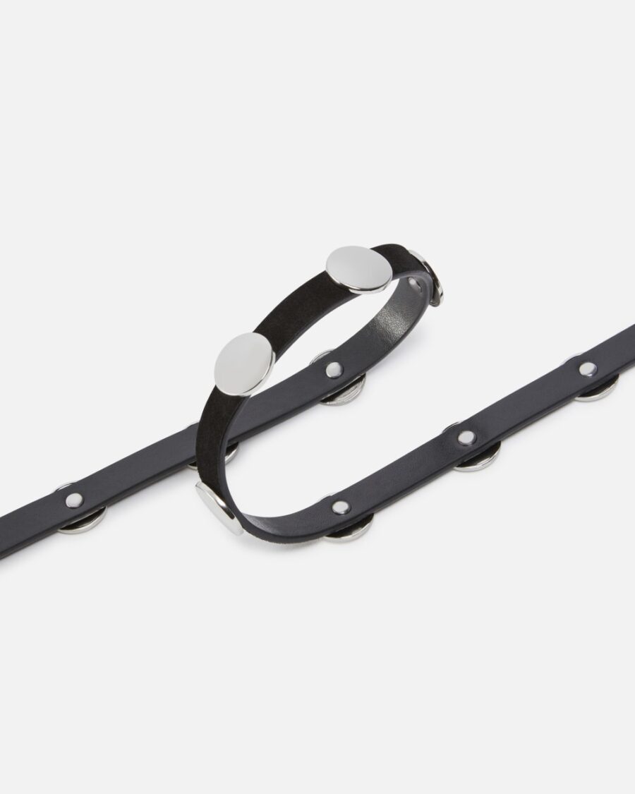 Cintura in suede con borchie piatte 1,5cm - immagine 4