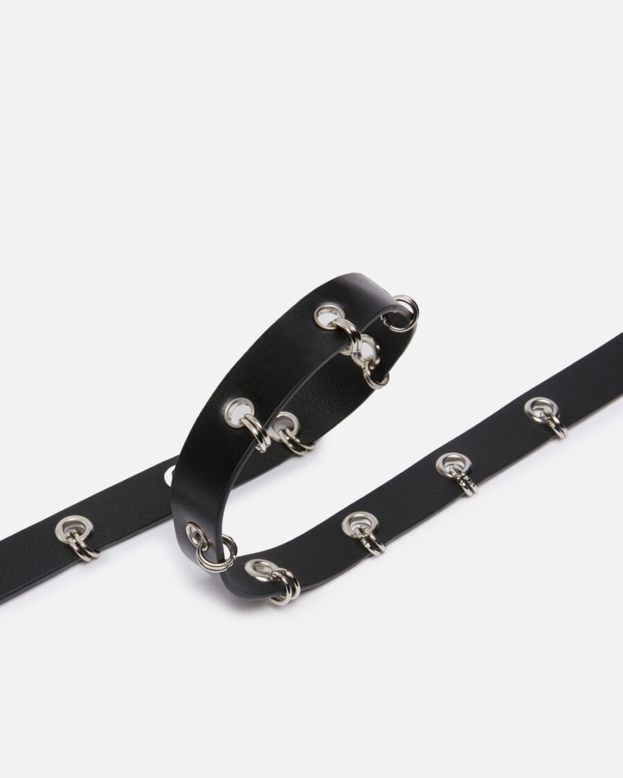 Cintura sottile con anellini in metallo 2,5cm - immagine 4