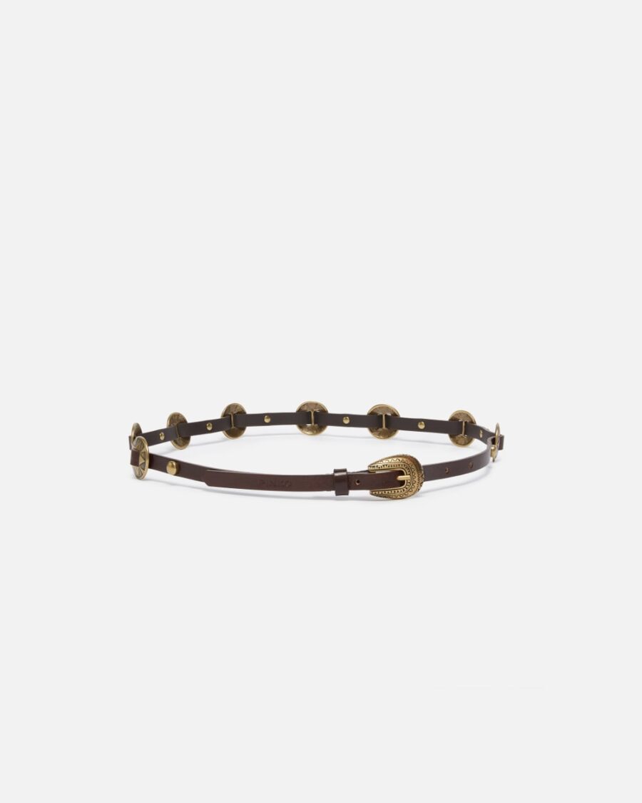 Cintura sottile con placche incise in metallo 1cm - immagine 2