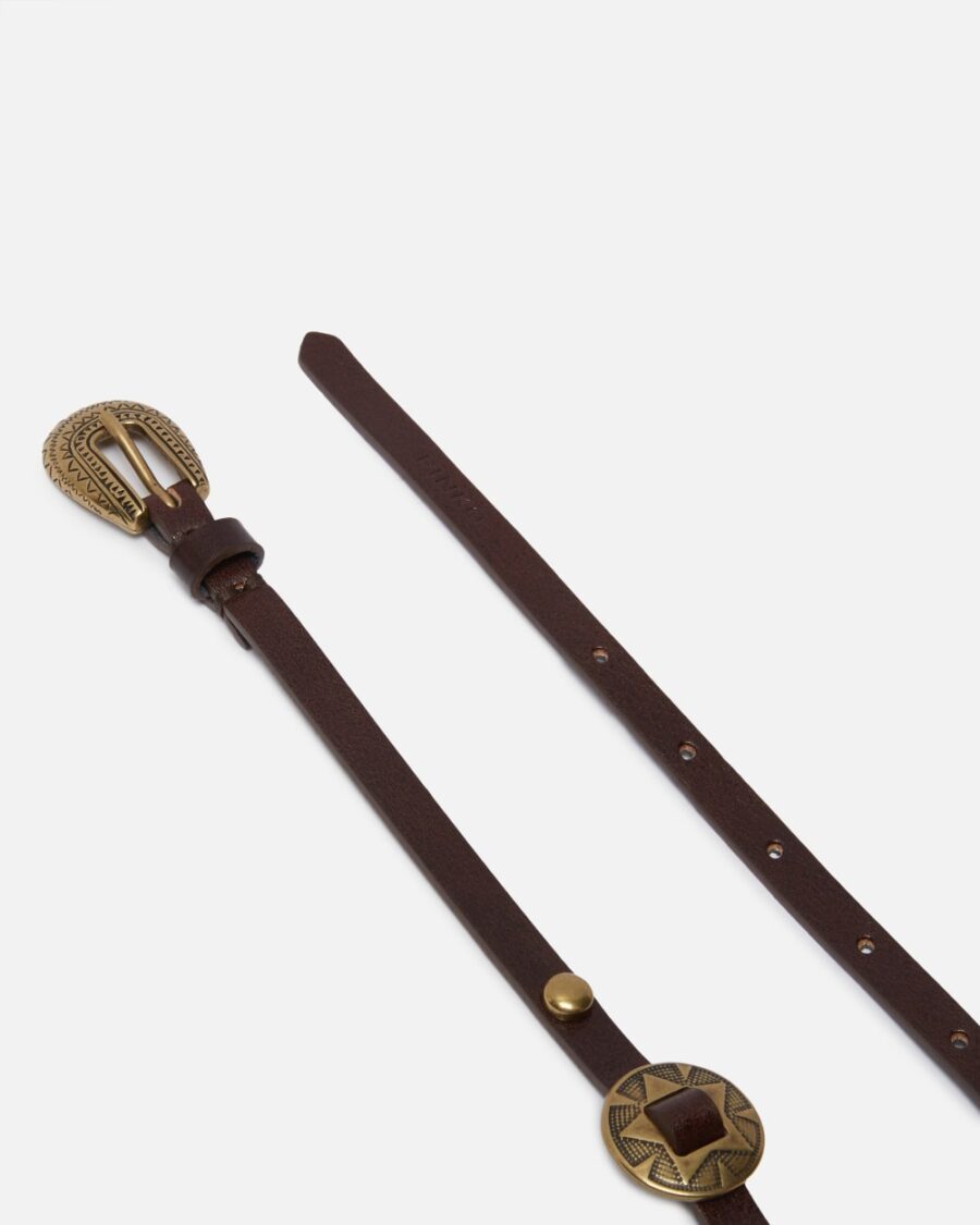 Cintura sottile con placche incise in metallo 1cm - immagine 3