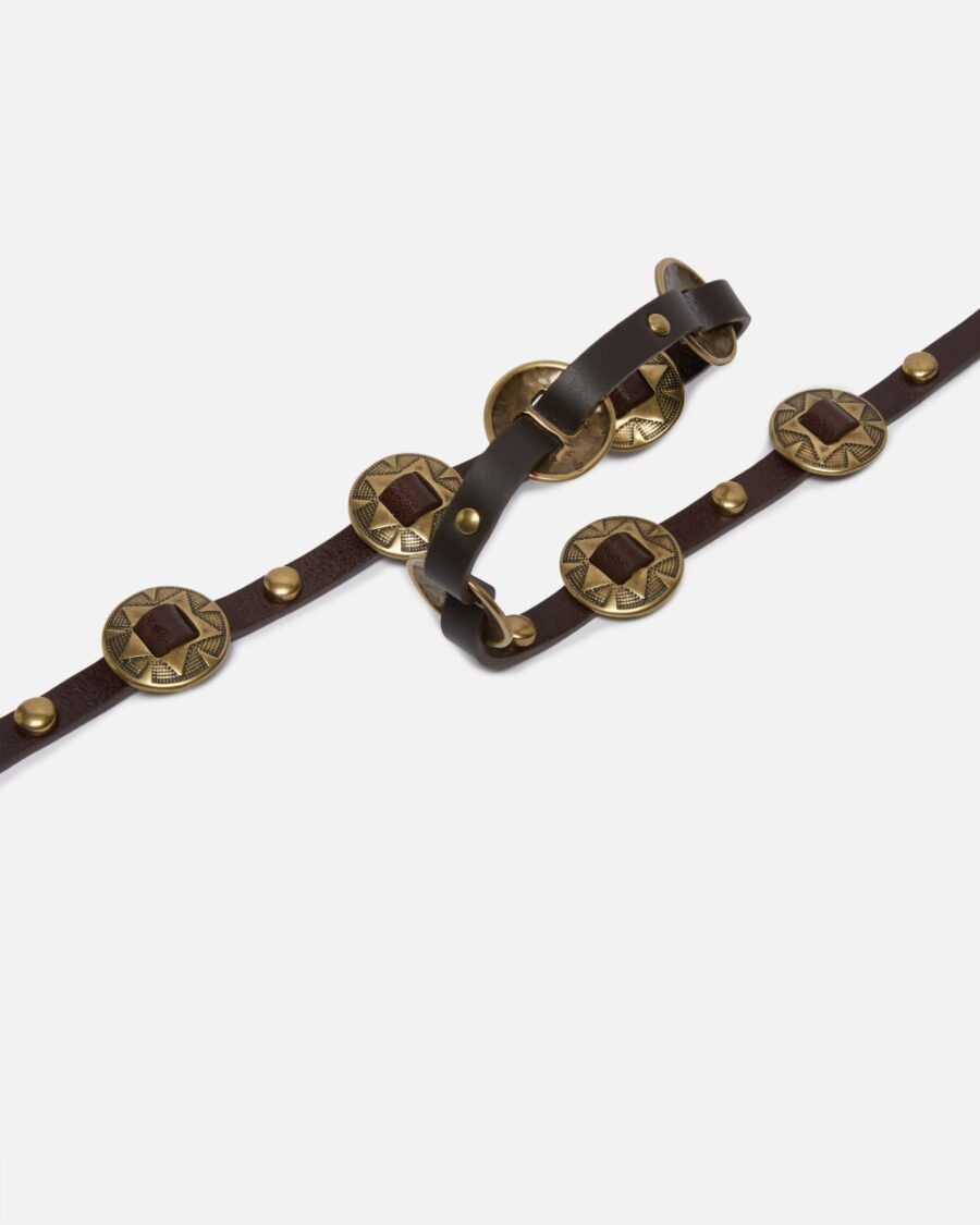 Cintura sottile con placche incise in metallo 1cm - immagine 4