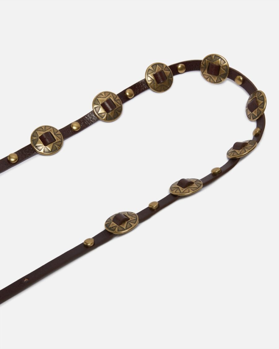 Cintura sottile con placche incise in metallo 1cm - immagine 5