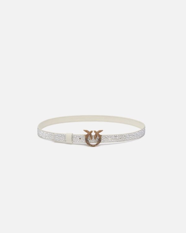 Thin belt with rhinestones and Love Birds buckle