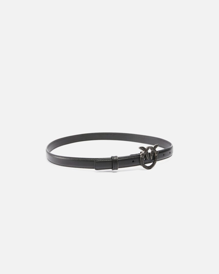 Cintura sottile in pelle con fibbia gioiello 2cm - immagine 2