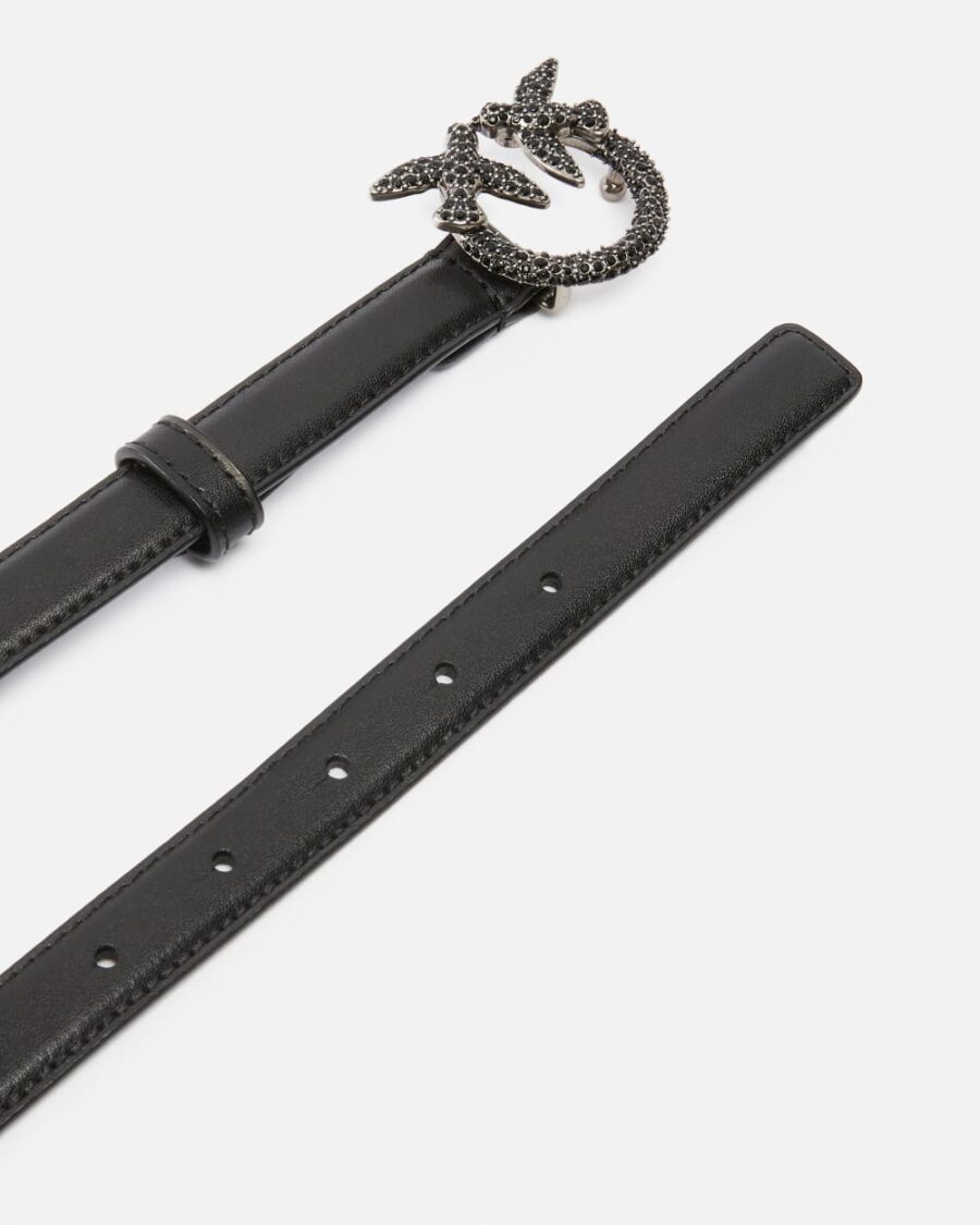 Cintura sottile in pelle con fibbia gioiello 2cm - immagine 3