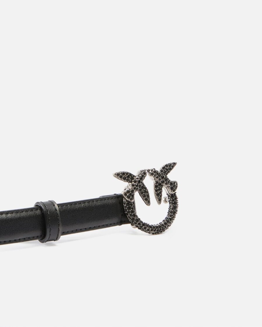 Cintura sottile in pelle con fibbia gioiello 2cm - immagine 5