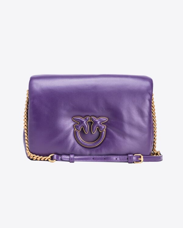 LOVE CLICK PUFF leather bag with logo plum e block color