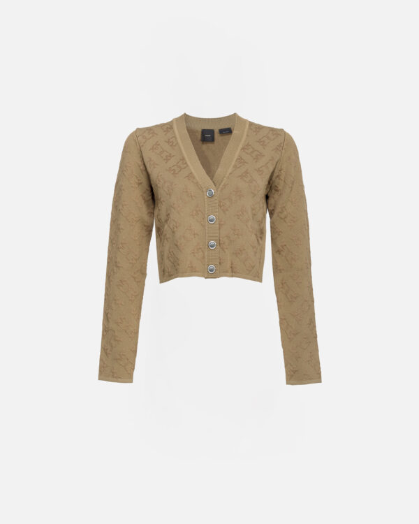 Crop cardigan Monogram scollo a V verde sabbiato