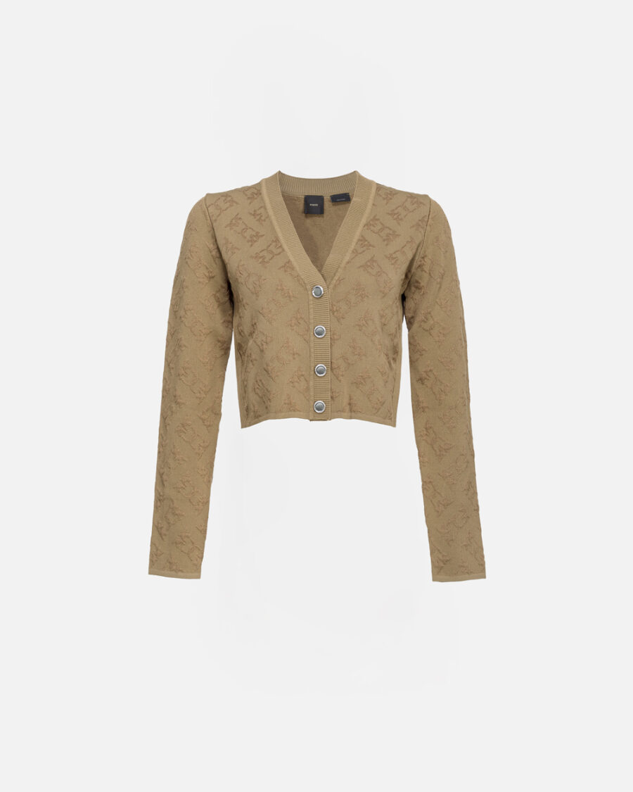 Crop cardigan Monogram scollo a V verde sabbiato
