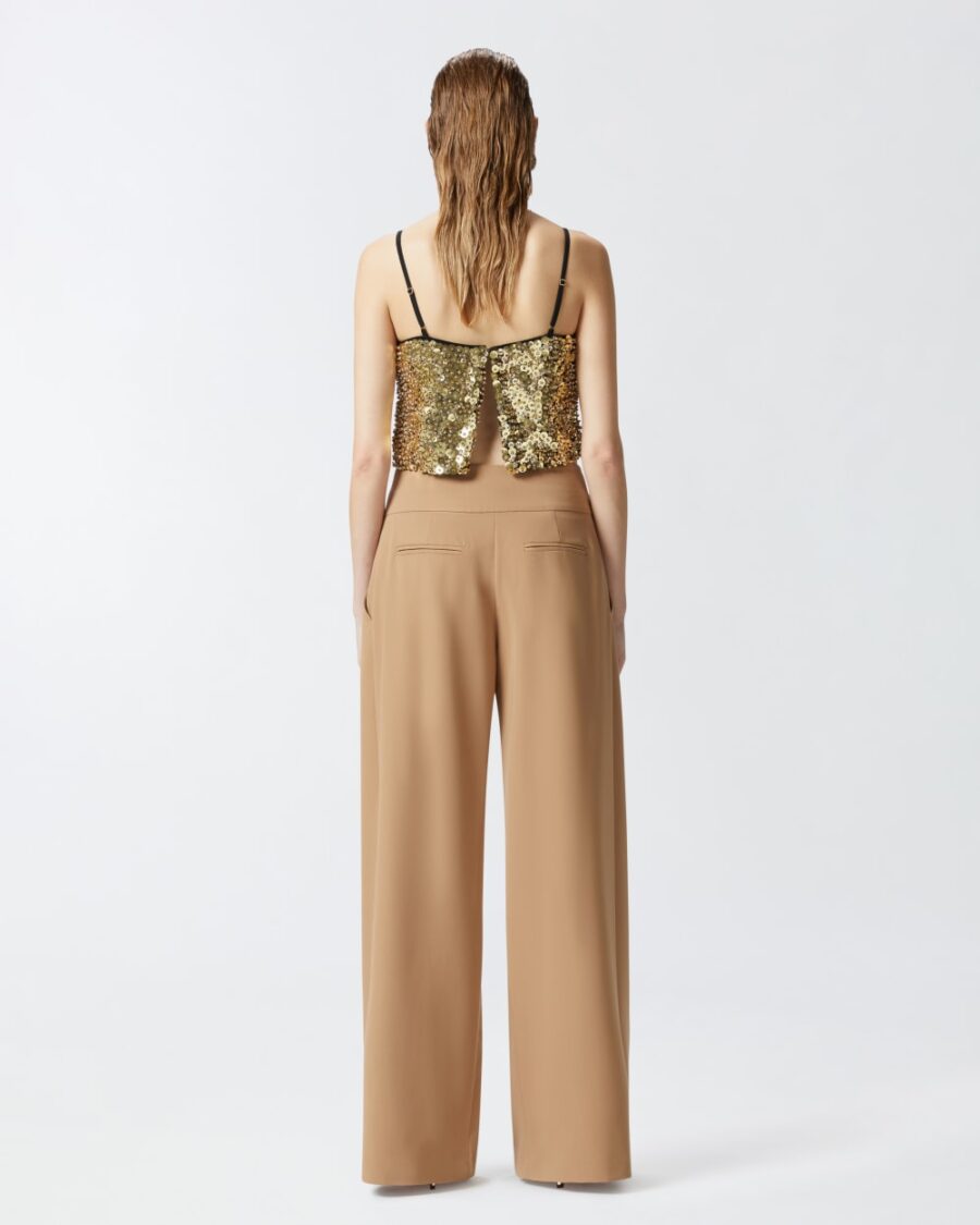 Crop top a canotta con paillettes dorate - immagine 5