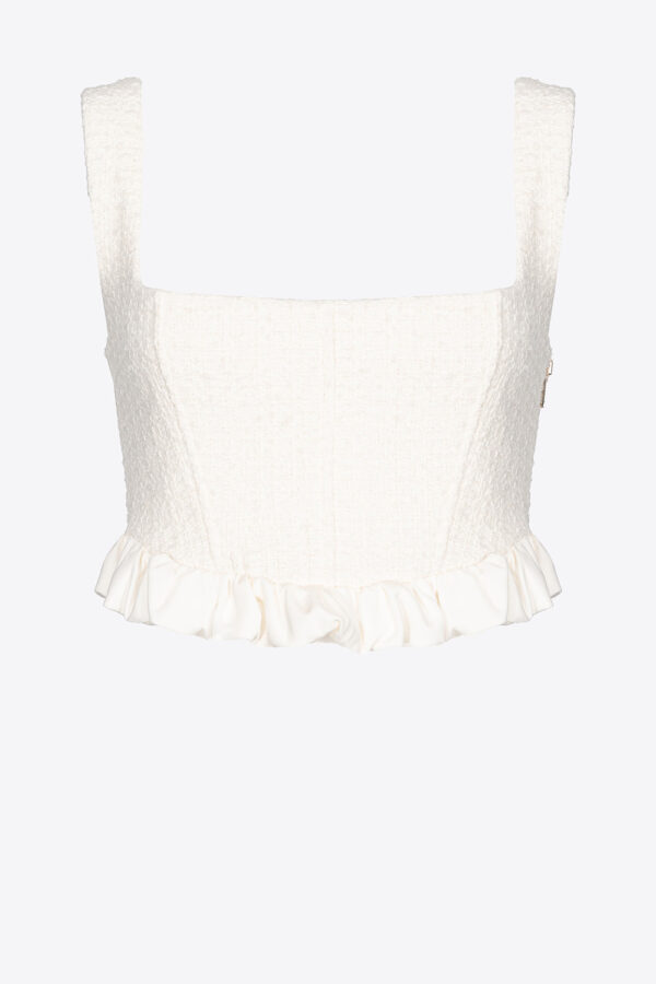 Crop top in tweed biancoegelato vaniglia