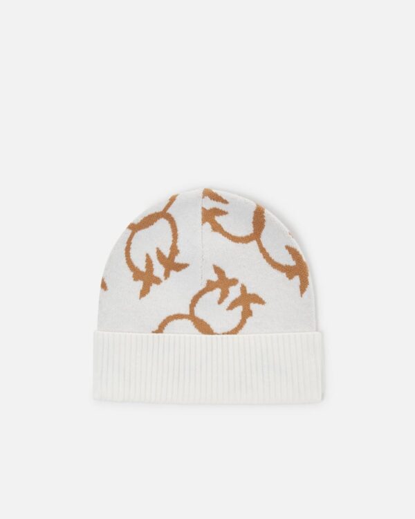 Cuffia jacquard disegno Monogram panna e beige