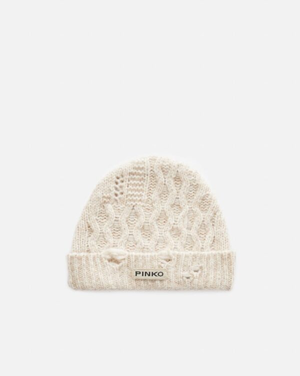 Mixed-stitch wool-blend beanie grigio  e  colomba