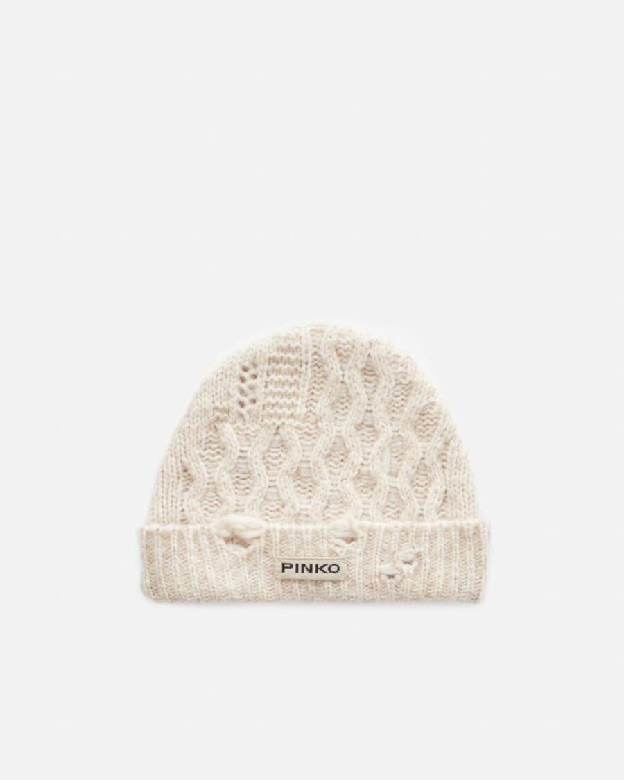 Mixed-stitch wool-blend beanie grigio  e  colomba