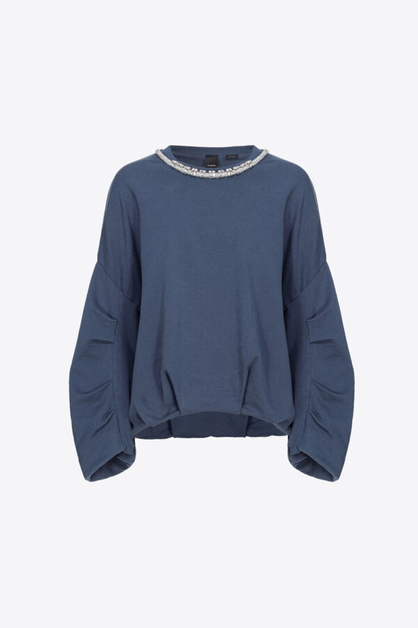 Felpa con scollo gioiello blu marino cupo