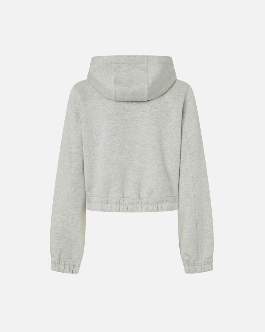 Cropped hoodie with melange technical jersey - Image 2
