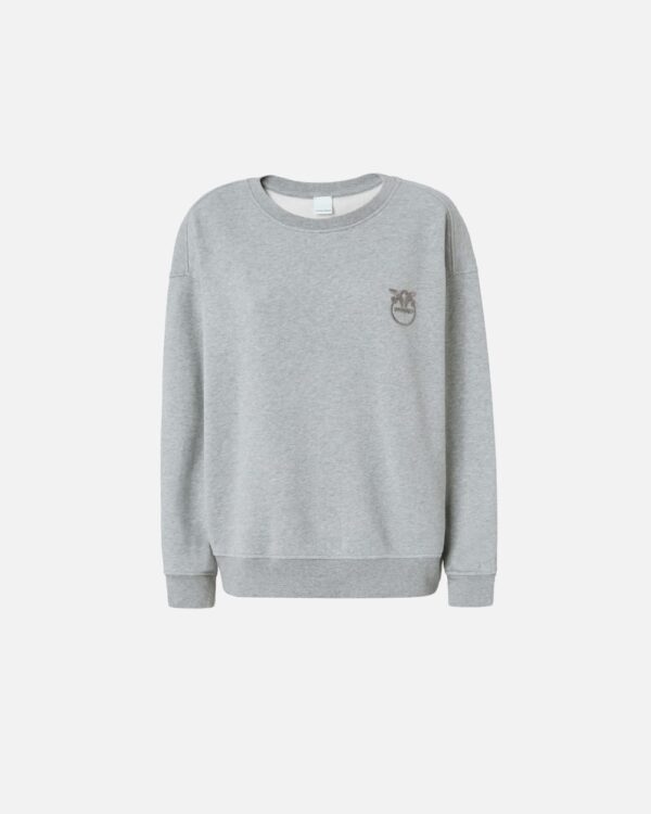 Felpa girocollo con logo ricamato grigio pioggerella