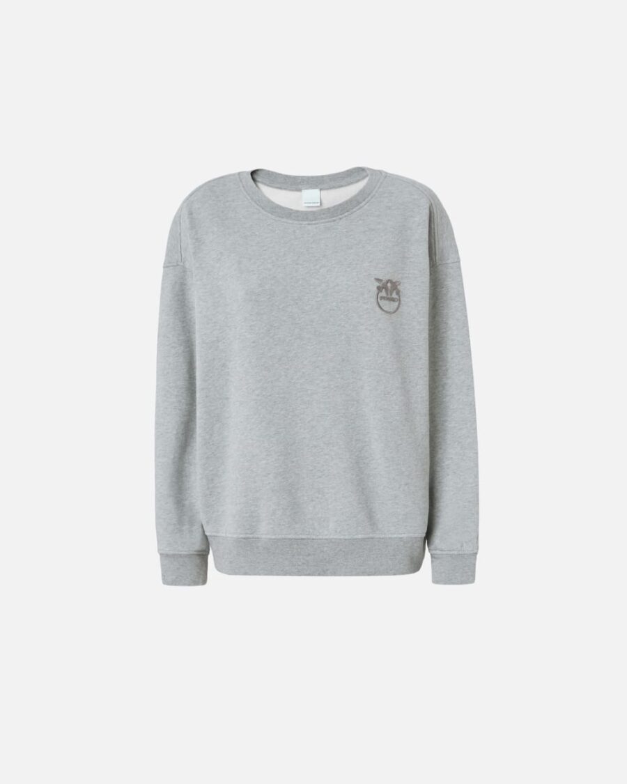 Crew-neck sweatshirt with embroidered logo grigio pioggerella