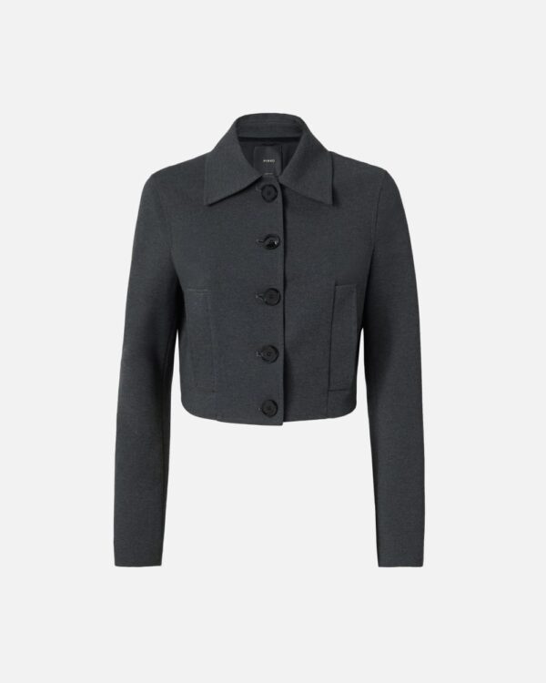 Short single-breasted jacket with fabric stitch grigio  e  corvo