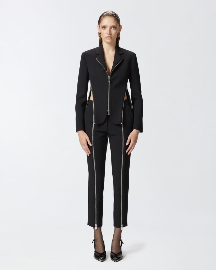 Giacca in tessuto crêpe con zip metalliche - immagine 4