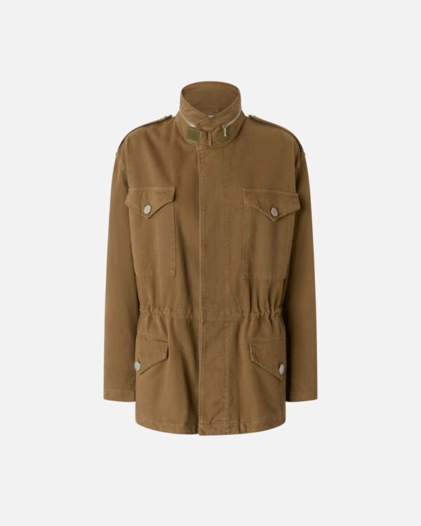 Giacca overshirt utility in cotone verde oliva scuro