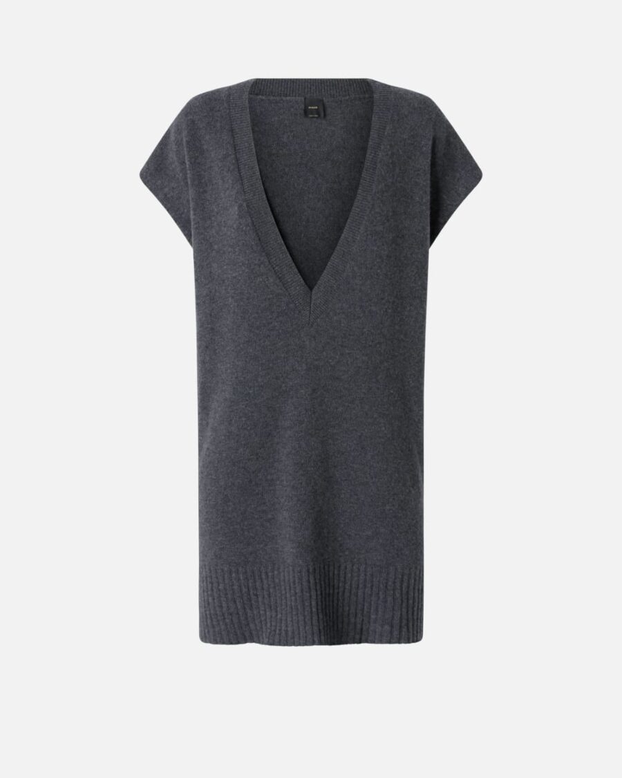 Gilet in maglia di misto cachemire grigio  e  corvo