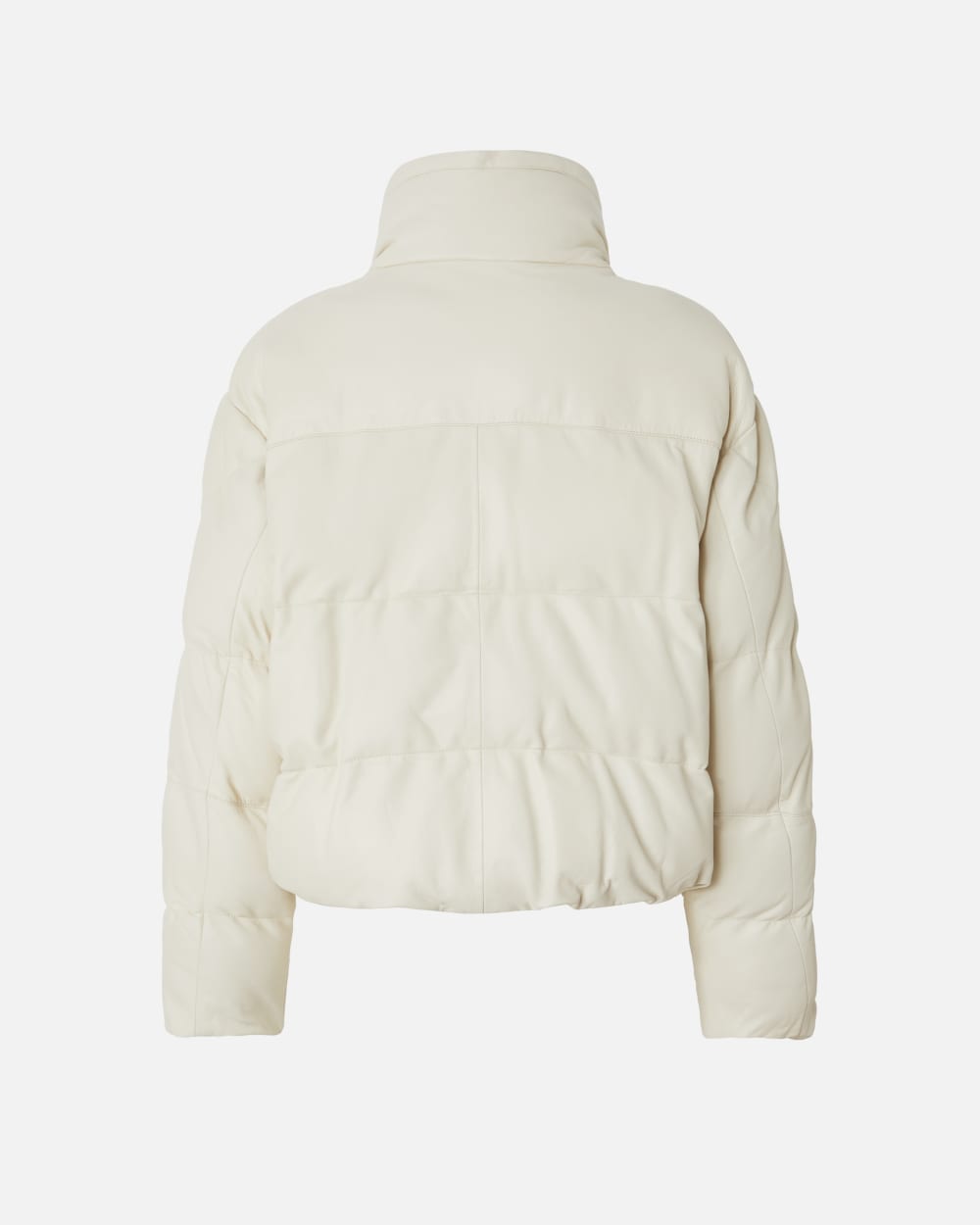 Blouson court en cuir matelassé à col montant – Image 2