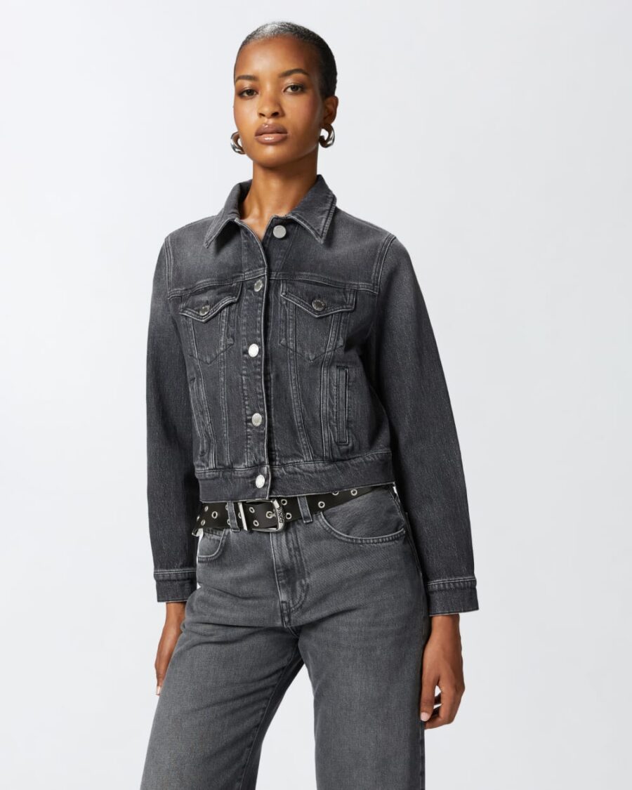Giubbino in denim dark grey lavaggio vintage grigio scuro